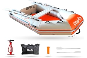 Coasto - Annexe Gonflable DS 270 - BT-CDS270S Bateau Pneumatique Plancher Dropstitch/Haute Pression - 4 Places, 270x140cm - Grande Stabilité - Pack 2 Pagaies, Pompe et Sac de Transport - Light Grey