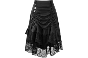 SUPERDRY Steampunk falda gótica de encaje empalme punk cintura alta esqueleto estampado Halloween Cosplay mini carnaval corta ropa medieval