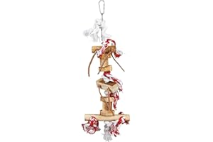 TRIXIE Juguete de Madera con Tiras de Piel, 35 cm