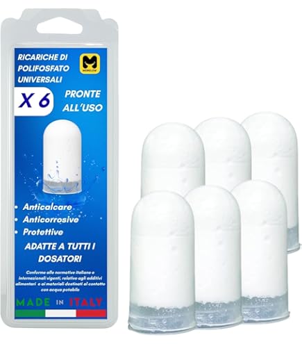 Polifosfati Per Caldaia Ricarica - 6 Cartucce Universali Per Dosatori Caldaia - Filtro Anticalcare Caldaia A Lunga Durata - Made In Italy