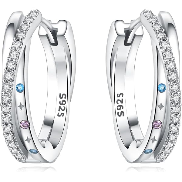 Sterling Silver Earrings for Women 3 Pairs Hypoallergenic Stud Hoop Cartilage Earrings Set Small 925 Earring Stacks Huggie Earring Dainty Silver Studs Jewelry for Sensitive Ears Non Tarnish Gold CZ