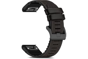 RoYiio Pasek z prawdziwej skóry do Garmin QuickFit 22 mm, 26 mm, miękki i wygodny, silikonowy pasek zastępczy, kompatybilny z Garmin Fenix Quatix 6X 7X Pro MARQ Approach S62 S60