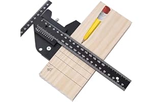 KMERCE Règle de Menuiserie, Règle de Traçage Multifonctionnelle pour le Travail du Bois, Règle en forme de T en aluminium, Dispositif de traçage, Outil de mesure de 0-280mm, Mesure précise à 0,02 mm