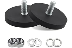 BEATIFIC 2 Stück Neodym Magnete Gummiert, Ø 66mm Gummi Runde Magnete, Flachgreifer Magnet, Scheibe Topfmagnet Mit M8 Außengewinde, 30kgs Tragkraft, für Lichtleisten, Gummi Runde Magnete mit Gewinde