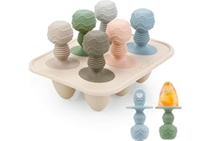 PandaEar Silicone Toddler Ice Lolly Mould with Sticks, 6-Cavity Popsicle Molds, Mini Frozen Breastmilk Ice Pop Cream Moulds for Infant