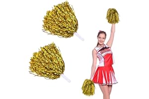 DKDXID 2 Pcs Pompones Animadora Pompones de Porrista de Lentejuelas Niño Adultos Flores de Mano Pompones Metallic Cheer Leader Poms Animadora Pompones Cheerleader Cheerleading Pom Pom con Mango