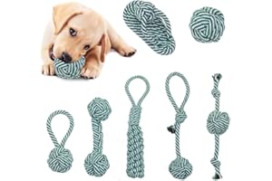 ALEPGLDE Giocattoli per cani, Set Giochi Cane 7 Pezzi, Set di Giocattoli per Cani Masticatori, Giocattoli Interattivi per Cani, Corda Cane Giochi, Corda da Masticare Resistenti per La Pulizia dei Denti, Verde