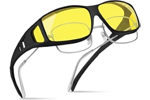 konqkin lunettes conduite de nuit homme femme,lunette vision nocturne UV400,lunette anti eblouissement enveloppantes conduire jaune Unisexes,surlunettes conduite de nuitm Polarisées