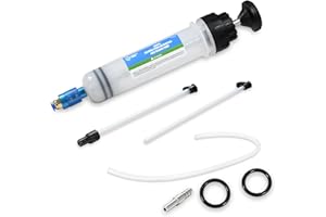 SMOTIVEPRO 200ml Oil Pump Extractor with Lock Switch, Dripless Oil Suction Pump with with 3 Long Rubber Hose, Manual Oil Suction Syringe