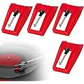 4 Pièces Pointe de Lecture Tourne-Disque Aiguille Diamant de Remplacement, Pointe de Lecture Aiguille Tourne Disque Universel Platine Vinyle Aiguilles pour Platine Diamant, Phonographe (Rouge)