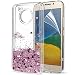 Produktbild LeYi Moto G5 Hülle,Motorola G5 Hülle mit HD-Schutzfolie, Glitzer süße Mädchen Frauen Flüssig Treibsand Clear TPU Silikon Geschützte Handyhülle Schutzhülle für Moto G5 Case Cover ZX Rose Gold