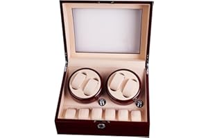 FIMAGO Remontoir automatique de montre de luxe avec serrure affichage LED boîte à montres en bois fait à la main 5 modes de rotation fonction minuterie