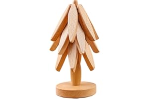ZANKIE Ensemble Dessous-de-Plat Pliable en Forme d'arbre - Dessous-de-Plat Bois pour Casseroles et Poêles Chaudes, Plats Chauds