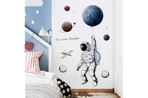 WandSticker4U®- XXL Adesivi murali ASTRONAUTA bambini (84x125 cm) I Sticker grandi muro camera da letto bambini pianeti spazio galassia luna I Decorazioni parete cameretta bambino ragazzo COOL