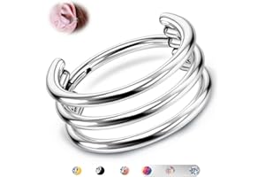 BodyBonita G23 Titanio Pendientes de Cartílago Aro 16G Anillos de Septo Doble/Triple CZ Joyería para Piercing de Concha Tragus Daith Helix Aros para Mujer Plata/Oro 8/10/12mm