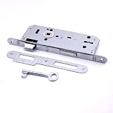Oda Kapısı G&ouml;mme Kilit 18 x 45mm G&ouml;bek &Ouml;l&ccedil;&uuml;l&uuml; Metal İ&ccedil; Kapı Kilidi 1 Anahtarlı Dayanıklı Montaj Seti