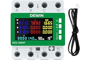 DEWIN KWS-306WF Tuya licznik prądu WiFi 3-fazowy, woltomierz 4-przewodowy i amperomierz, szyna montażowa z pilotem zdalnego sterowania za pomocą aplikacji, 80 A, AC, 230 V/400 V