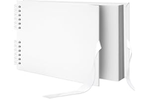 Remowith 29x21,5 cm Fotoalbum zum Selbstgestalten, DIY-Scrapbook-Album 40 Seiten, Kraftpapier-Bilderbuch mit Seidenband Hochzeitsgästebuch Erinnerungsbuch für Baby Familie Reisen, Weiß