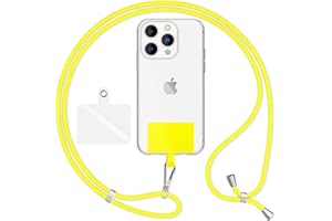 NALIA Lanière Universelle pour Telephone Portable, Cordon Tour De Cou pour Smartphone Etui, Porte Clef Chaine réglable avec Crochet Métallique e Carte, Sangle pour Épaule, Couleur:Jaune