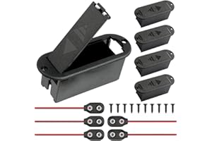 Xiatiaosann Aktiver Gitarrenbass 9V-Batteriekasten, 9-Volt-Batteriehalter für aktives Gitarrenbass-Tonabnehmer-Ersatzwerkzeug mit I-Typ-Batterieanschlussdraht (5 Pack)
