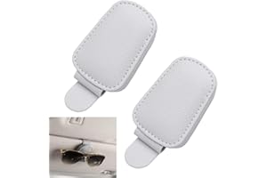 Alfven Porta Occhiali Auto, 2 Pezzi Portaocchiali da Sole Magnetico in Pelle Portaocchiali Universale in Pelle Portaocchiali da Sole per Auto per Occhiali, mappe, Biglietti (Grigio)