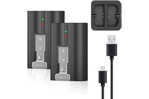 BICREWEER 2 Pack Rechargeable Doorbell Battery with Charger Station for Ring Video Doorbell 2/3/3Plus/4, Quick Release Battery Replacement for Stick Up Cam and Spotlight Cam Batterys 3.65V 6040mAh