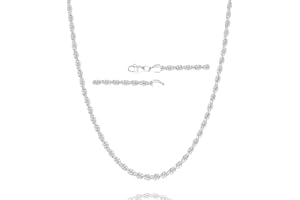 Esrael 925 Sterling Silver Solid 2.5mm 3mm Rope Chain Necklace for Men, Sturdy Non-Fading Mens Silver Chain Jewellery Gifts for Men 16/18/20/22/24 Inch