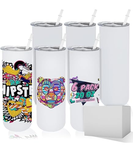 Sublimation Tumbler – 600ml (20oz) White Stainless Steel Skinny Straight Tumbler - Magic Transfer