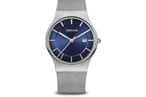 BERING Herren Quarz Uhr | Armbanduhr 40 mm Edelstahlgehäuse und Zifferblatt | Milanaisearmband | Saphierglas | 3 ATM | 11938