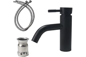 Minnhua Mitigeur Cuisine Acier Inoxydable 304, Robinet Salle Bain avec Tuyau, Chaude et Froide Robinet Lavabo, Robinets Lave Main pour Lavabo Dans la Salle de Bain, les Toilettes des Invités (Noir)