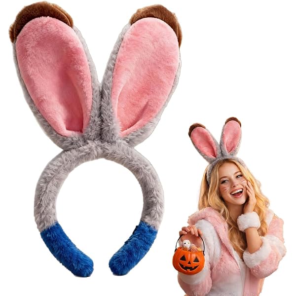 Diadema De Orejas De Conejo De Felpa – Disfraz De Pascua, Carnaval Y Cosplay Para Niños Y Niñas