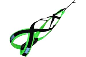 LASALINE Harnais de Traction pour Chien, x-Back Harnais canicross, Harnais Chien Velo, Harnais cani VTT, Harnais Chien de traineau - Noir Vert Fluo