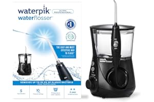 Waterpik Ultra Professional Water Flosser, 5 Tips, Advanced Pressure Control System, 10 Settings, Dental Plaque Removal Tool, Black, WP-662UK, 2pin UK Bathroom Plug