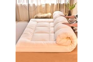 Japansk golvmadrass Extra tjock futon golvmadrass Futonmadrass Vikbar golvsäng Campingmadrass(White,200x220cm)