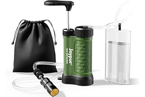 Joypur® Filtre à Eau Portable Joypur 5 Étapes (0.01μm) avec Membrane UF Médicale, Léger 340g pour Randonnée & Urgence (480ml)（K8192-green）
