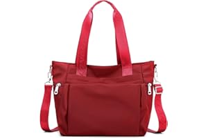 DIRRONA Moda Larga Borsa Donna Multitasche Borsa Tracolla Viaggio Casuale Messaggero Borsa Donna Borsa Shopper Scuola Uso Quotidiano Lavoro Multifunzione Impermeabile Nylon Borsa Rosso