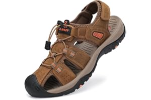 FLARUT Sandali Estivi Uomo Esterni PelleTraspirante Sandali Sportivi Scarpe da Trekking Passeggiata Fisherman Casual Sneakers Antiscivolo