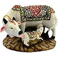 Ansh Outlet Cow Statue for Home & Office Decorative Polyresin Kamdhenu Statue|Holi Diwali Decoration|Gift Items|Showpiece|Valentice Day Gift|Nandi Showpiece, 12.5 x 10 cm, Multicolor