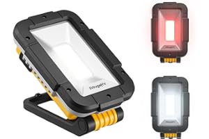 BougeRV WL01 PRO Work Light Rechargeable, 1500 Lumens Magnetic Inspection Light, Portable Lamp with 180° Rotating Stand & Hook, Multiple Lighting Modes for Car Repair, Camping, Outdoor, Emergency