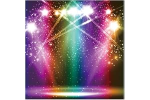 Renaiss 2.5x2.5m Bunte Spotlight Bühne Fotografie Hintergrund Glänzend Disco Thema Hintergrund Musik Geburtstagsfeier Dekorationen Banner Vintage Nachtclub Wandbehang Hintergrund Vinyl Foto Requisiten