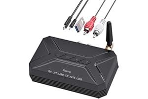 eppfun AK3046G Transmisor y Receptor Bluetooth 5.1, 3,5 mm RCA Baja Latencia Adaptador Audio para TV/PC/Estéreo Hogar/Altavoz, Alcance 30m (Negro)