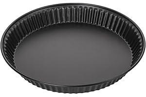 Zenker 7543 Moule à quiche, moule à tarte, moule pour quiche lorraine, Acier inoxydable, Noir, 30 x 3,5 cm