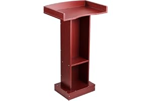 VEVOR Podiumstativ, 41-tums trälykta, laptop-skrivbord med bred läsyta och förvaringshylla, kantstoppare, elegant design, stående i flanell, för klassrum, konferens, kyrka och presentation
