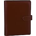 Antner A5 Binder 6 Ring Refillable Notebook Planner Cover for A5 Refill Paper, PU Leather Small Binder Budget Planner Photocard Holder Loose Leaf Personal Organizer with Magnetic Buckle, Brown