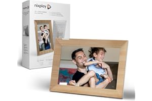 Nixplay 10,1 Pouces Cadre Photo numérique Intelligent WiFi écran Tactile (W10K), Effet Bois, Partagez instantanément des Clips vidéo et Photos par e-Mail ou Via l'application Mobile