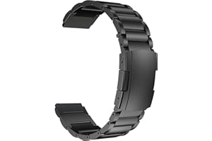 MaKTech Tytanowa opaska,20mm lekka jednoczęściowa bransoletka z metalowymi ogniwami,dla Samsung Galaxy Watch 7 FE 6 5 4,40/42/43/44/45/46/47mm,Huawei GT 4/3-41/42mm (Czarny)