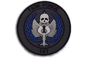 TOPPATCH Ohrong - Toppa tattica ricamata con scritta Task Force 141, strappo sul retro, per giacche militari, cappelli, zaini Nero