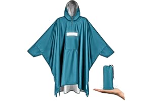 Vankarr Regenponcho Wasserdichter Leichter Regencape mit Kapuze Taschen Reflexstreifen Atmungsaktiv Regenjacke Fahrrad Herren Regenmantel Damen mit Belüftet Regen Poncho Freien Camping Wandern