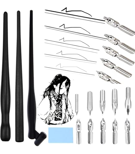 Manga Zeichenstift Set - 10 Stahlspitzen + Halter Für Comic & Detailzeichnungen