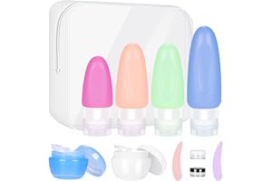 Mamowla Silicone Travel Bottle Set, Travel Bottles 10 Pieces with Transparent Toiletry Bag Leak-proof Travel Toiletries Container for Shampoo Cream Conditioner Body Care and Other Liquids